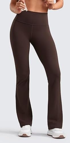 Women’s High-Waist Flare Yoga Leggings – Bootcut Workout Pants with Slimming Design, Tummy Control High Waisted Flared Leggings Pants Brown - Image 4