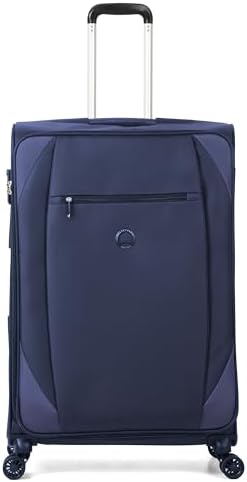 DELSEY PARIS Rami 78 cms Large Check-in Polyester Soft-Sided 8 Wheels Spinner Luggage/Suitcase/Trolley Bag for Travel (Blue)