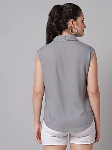 Image of FUNDAY FASHION Women's Rayon Blend Regular Fit Solid Casual Sleevesless Shirt (Pack of 2)