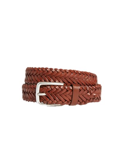 Ceinture plate en cuir tressé ajustement précis sans trou pour homme