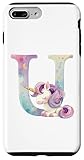 Installation facile Coque pour iPhone 7 Plus/8 Plus Lettre initiale U Alphabet Licorne Anniversaire Tenue Monogramme U