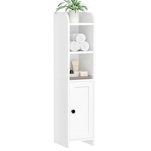 Slim White Bathroom Storage Cabinet