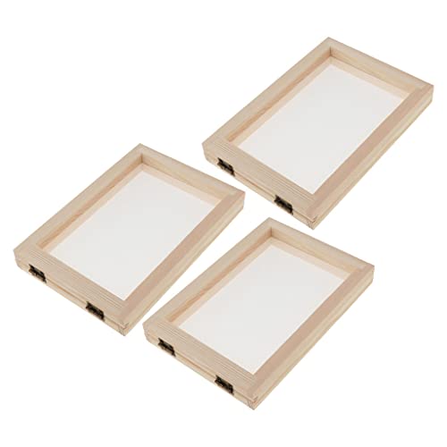 Prettyia Wooden Paper Making Papermaking Mould Frame Screen Mesh Tool Kits for Paper Handcraft DIY Paper Craft, Set of 3Pcs