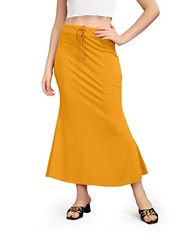 Image of Mogsa Women's Lycra Fishcut Saree Shapewear Petticoat - Tummy Control Slim Fit Stretchable Shaper Skirt with Drawstring & Side Slit for Sarees
