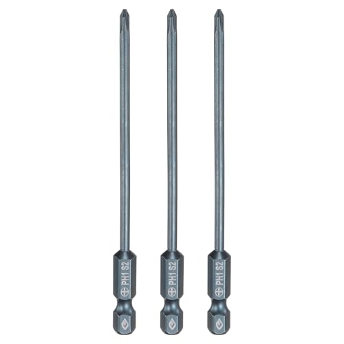 Image of sourcing map 3pcs #1 Phillips Screwdriver Bit PH1 1/4" Hex Shank 4" (100mm) Long 0.12" Rod Magnetic Cross Head Drill Bits S2 Steel Industrial Screw Driver Bit for Electric Power Tools, Blue