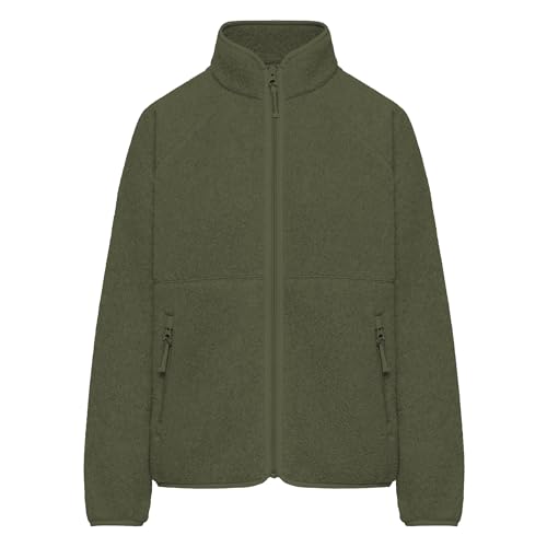 Hixiaohe Womens Fuzzy Fleece Jacket Fall Winter Warm Long Sleeve Sherpa Coats Casual Full Zip Up Outerwear with Pockets, Green, Large - Image 6