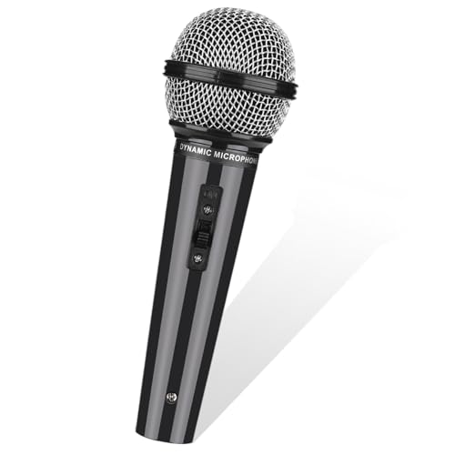Microfono de Juguete, Negro Micrófono de Imitacion Niños, Interesantes Microfone Falso Realista, Microfono Juguetes Niños Adultos para Escenario Divertido Fotografía Fiestas Accesorios (Negro-1pcs)