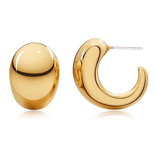FAMARINE Chunky Hoop Earrings for Women Thick Hoops Earring Open Hoop Fashion Jewelry
