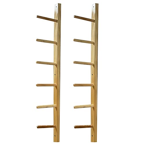 GTATBTG Estante para esterilla de yoga, organizador de pared de madera maciza para rodillos de espuma y alfombrillas de entrenamiento, soporte de almacenamiento ideal para gimnasio, oficina, uso