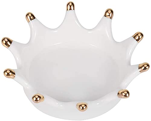 7LiuYueFei6 Présentoir à Bijoux en céramique en Forme de Couronne - Lot de 2 pour fiançailles, Mariage, fête - Assiette à Dessert, Plateau de Rangement ()