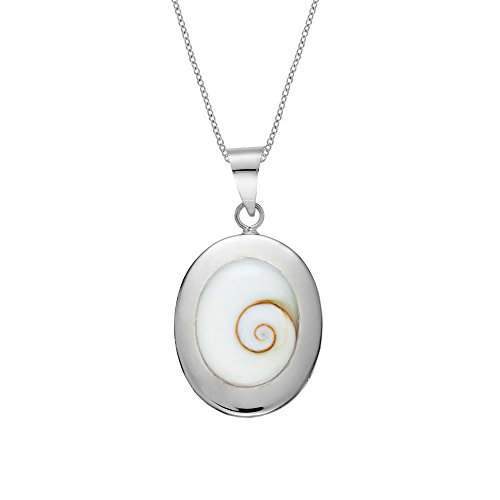 Collier oeil de Shiva argent 925 avec pendentif ovale et chaîne gourmette pour femme