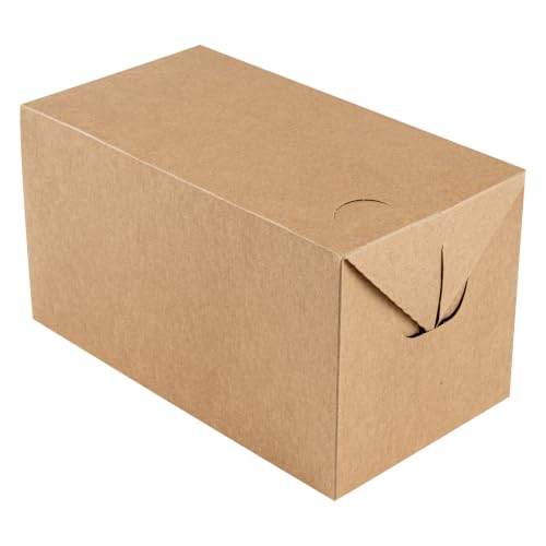 Image of Bio Tek 80 Ounce To Go Boxes, 400 Rectangle Take Out Food Containers - Fast Top Closure, Disposable, Kraft Paper Carry Out Containers, Greaseproof, For Burgers Or Fried Chicken - Restaurantware
