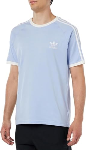 Image of adidas Originals Mens T Shirt Trefoil Classic 3 Stripe T Shirt Blue IA4844 New (UK, Alpha, XS, Regular, Regular, Blue)