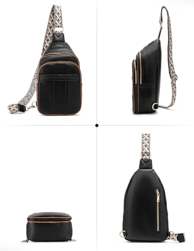 molshine Sling Crossbody Bag, Fashion Chest, Casual PU Leather Shoulder Bag for Women Work Travel Hiking Cycling3