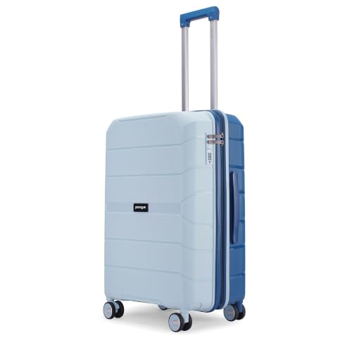 Image of Provogue Cascade Hard-Sided PP 65 Cm Trolley Bags for Travel Medium Size | Expandable Luggage Suitcase with 8 Wheels | Combination Lock | 5 Year Warranty (Sky Blue /Ceylon Blue)