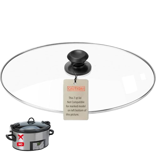 Oval Glass Lid Compatible with Crock Pot 7Quarts Slow Cooker SVC700-S-BR, SCV700-B3-WM1-BR SCV700-KC (7 QUART)