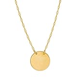 14k Yellow Gold Mini Disc Pendant Adjustable Chain Necklace 16-18 Inches