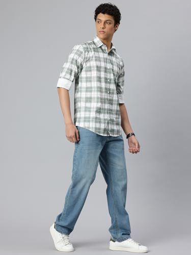 Image of Majestic Man Men's Pure Cotton Checkered Slim Fit Casual Shirt - Full Sleeve | Trendy & Comfortable