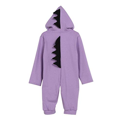 CKLV Interesting Romper Jumpsuit Outfits Clothes,Infant Baby Kids Dinosaur Hooded Romper Jumpsuit Outfits Clothes (Purple,Tag Size 90, US 12-18 Months)