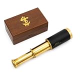 6" Handheld Brass Telescope with Wooden Box - Pirate Navigation