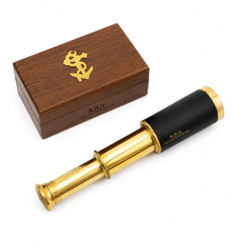 6" Handheld Brass Telescope Wooden Box - Pirate Navigation