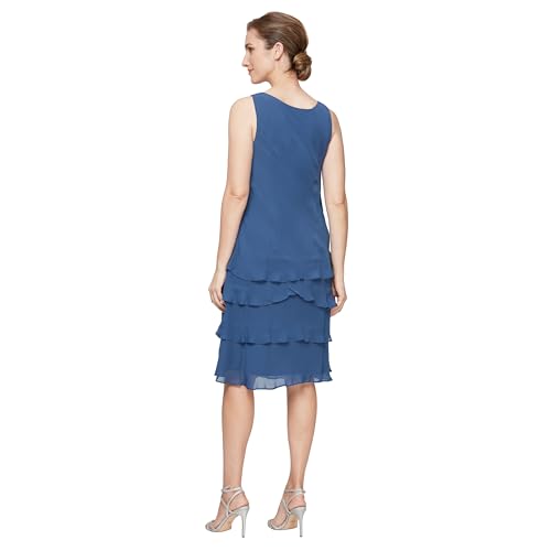 Image of S.L. Fashions Women's Mother of The Bride Tiered Jacket Dress with Shoulder Embellishment