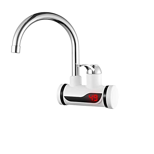 Grifo Calentador de Agua, Calentador de agua eléctrico instantáneo, pantalla de temperatura, calentamiento de agua, cocina, calentador de agua caliente de 3000W con LED para cocina, caravana(Lateral T