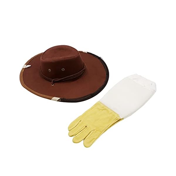 YZLP Imkerhandschuhe 1 Set Imkerkleidung, Lederhandschuh & Bienen-Cowboyhut Kombination Beißschutz Schleier Kleidung…