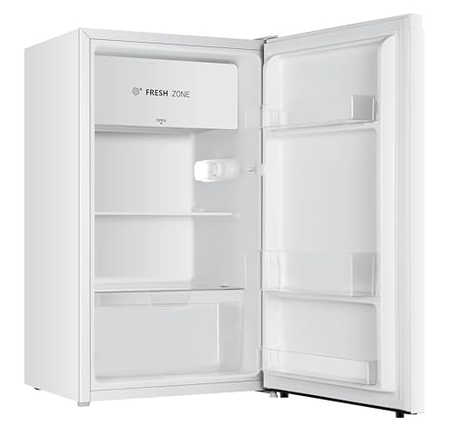 PKM KS93E Kühlschrank mit Kaltlagerzone | 94 Liter | Weiß | Sehr leise mit 36 dB | Wechselbarer Türanschlag | 1 Gemüseschublade | 47,5 cm Breite | Regelbares Thermostat | Energieeffienzklasse E