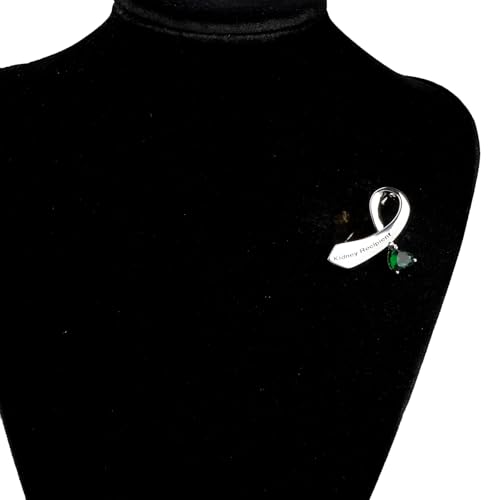 Image of CENWA Kidney Donor /Kidney Recipient Green Ribbon Zircon Brooch Pin Jewelry Transplant Gift Kidney Donor Thank You Gift