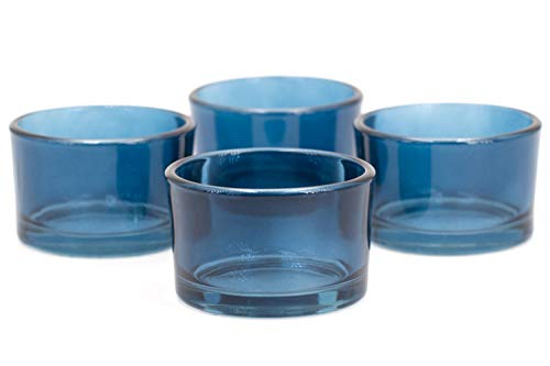 Creativery Juego de 4 portavelas pequeñas de cristal, 51 x 33 mm, color azul oscuro y azul marino 370