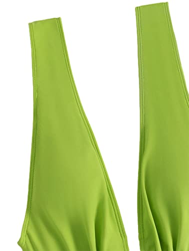 Hilinker Women's Tie Bow One Piece Swimsuit Deep V Neck Tummy Control Bathing Suit Lightgreennew Small #TOP3