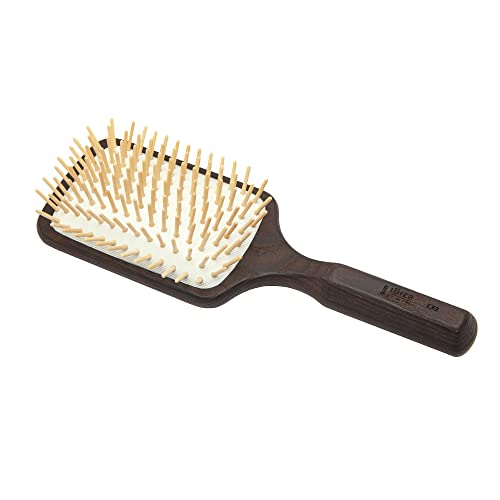 Ibiza Hair Professional Paddle Detangling Brush With Natural Wooden Pins (Cx2) Stimulate Scalp & Reduce Drying Time, Carbonized Wood Makes This Brush Durable Yet Light Weight, Hypo-Allergenic #TOP4
