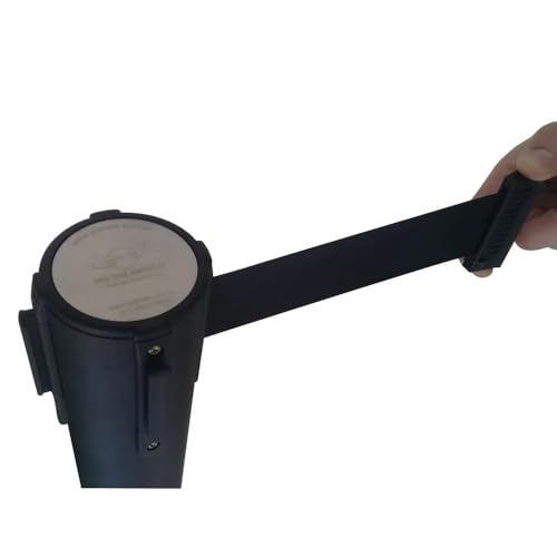 MICHELANGELO Kit 6 Pedestais Premium Organizador Separador de Fila Preto com Fita Retrátil Preta 2 M