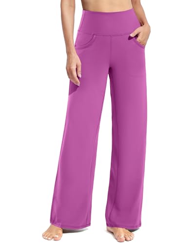 Image of Promover Wide Leg Pants Woman Yoga Pants with Pockets Stretch Loose Casual Lounge Sweatpants Petite /Regular /Tall
