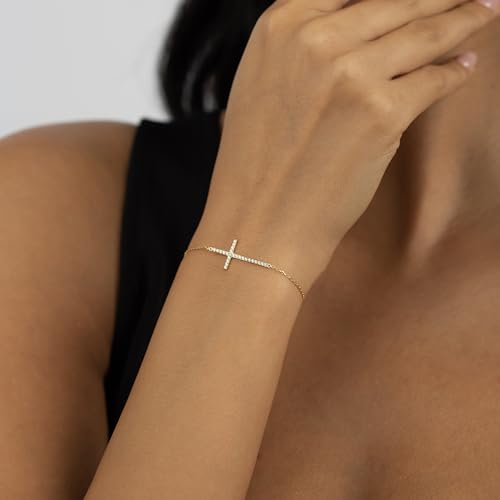 Gelin Diamond Cross Bracelet in 14K Solid Gold2