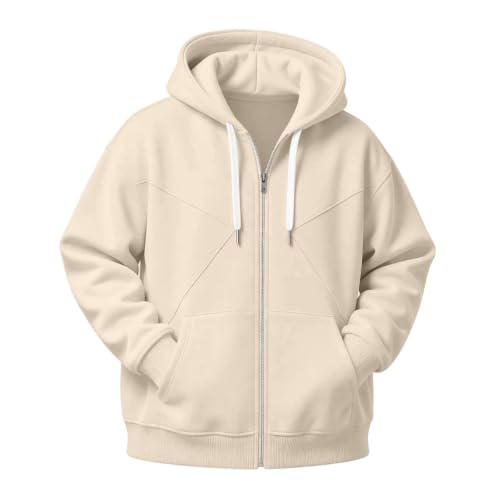 XINGJIAARTS Full Zip Hoodies For Men Drawstring Hooded Sweatshirts Oversized Long Sleeve Warm Zipper Track Jackets Casual - image 4
