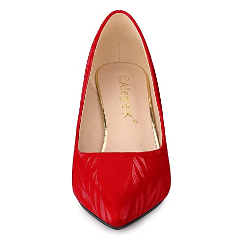Allegra K Women's Pointed Toe Leaves Print Slip on Kitten Heel Pumps3