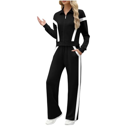 Amazon.com: Zipper Sweatsuits Women 2 Piece Outfit Color Block