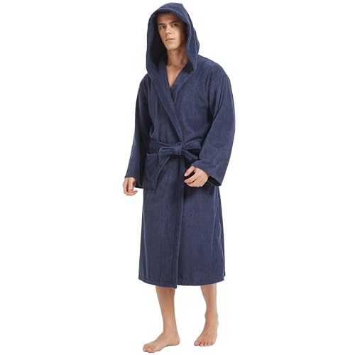 Mens Robe with Hood-Classic Terry Cloth Bathrobe for Men,Soft Knee Length Bathrobes3