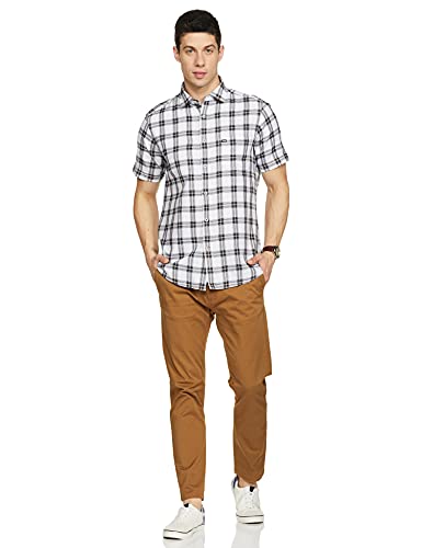 Image of Arrow Men's Slim Fit Sports White Checked Shirt