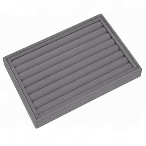 Image of La Trove Velvet Ring Organizer Tray for Drawer, Earrings, Cufflinks, Grey