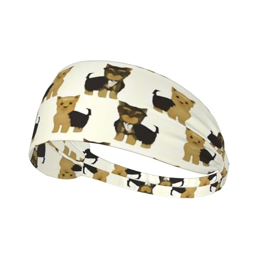 Yorkshire Terrier Cute Yorkie Dog Pet Workout Headbands Fashion Sports Sweatbands Yoga Hairbands for Fitness Athletic Non Slip Wicking Headscarf for Men Womens Girls Summer Accessories Elastic Bands