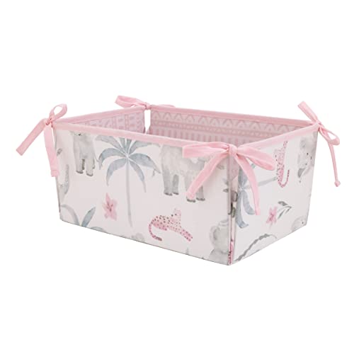 Nojo Tropical Princess Elephant/Jungle Pink And Green 4 Piece Crib Bedding Set - Comforter, Fitted Crib Sheet, Dust Ruffle And Storage #TOP6