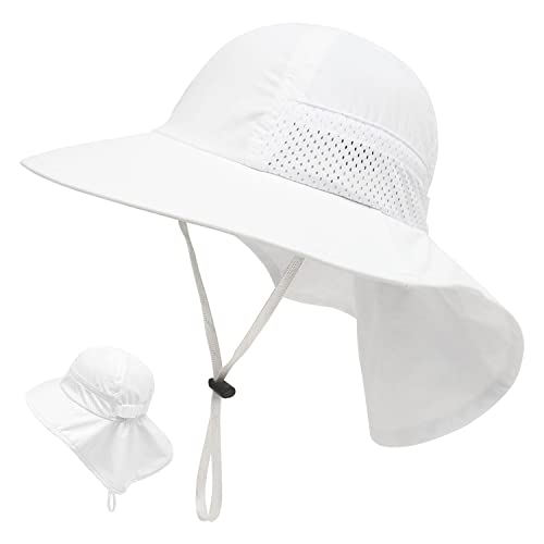 LINSOCLE Baby Sonnenhut Mädchen Jungen Mütze Kinder mit Nackenschutz...