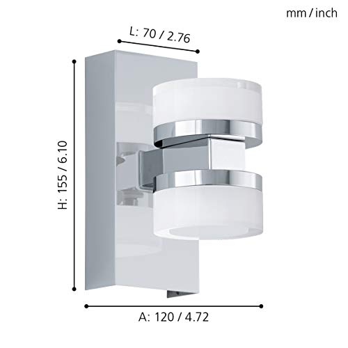 Lámpara de pared doble LED cromada Eglo Romendo 1 regulable para baño IP44 3