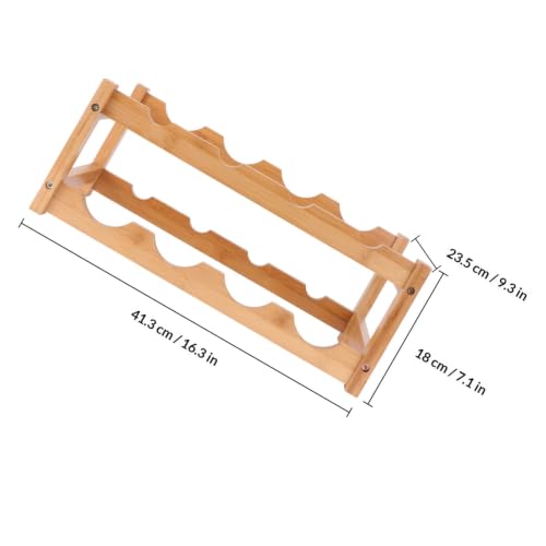 Soporte de vino de madera doble capa diseño moderno miniatura 2