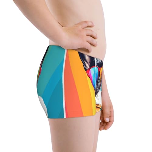 Boys' Cotton Boxer Brief Soft Underwear-Rainbow Bulldog Sunglasses2