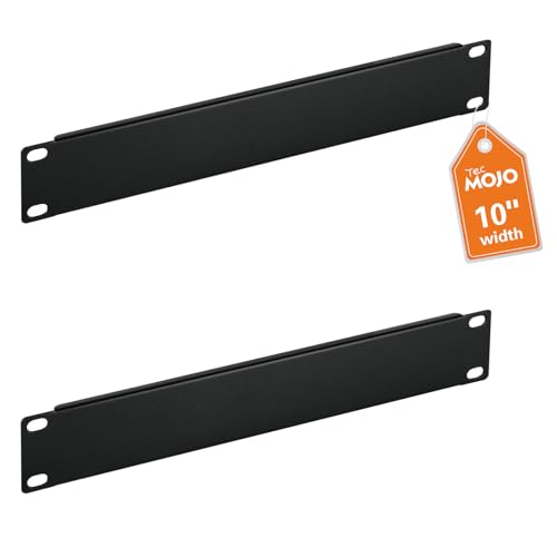 Tecmojo 2 Pack 1U Blank Rack Mount Panel Steel Patch Panel Filler for 10 Server Rack Network Cabinet Data Center Home Labs Black