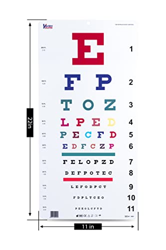 Image of Snellen Traditional & Kindergarten Color Distance Vision Eye Chart 20 Ft